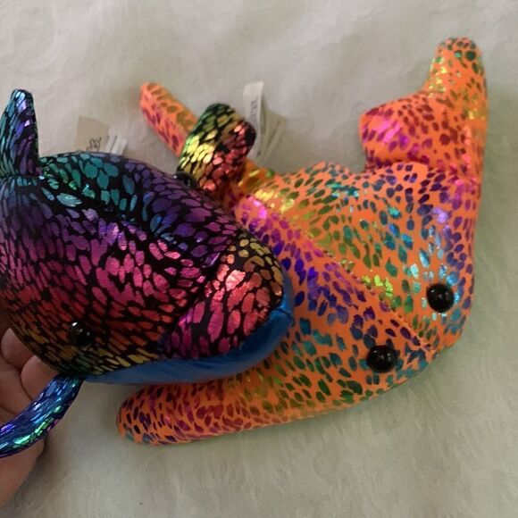 Shiny Sea Creatures Manta Ray Dolphin Stuffed Toys - Picture 2 of 12